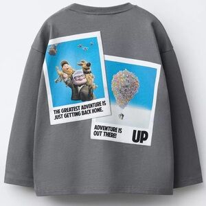 Zara Kids Up Charcoal Adventure Graphic Long Sleeve Tee
